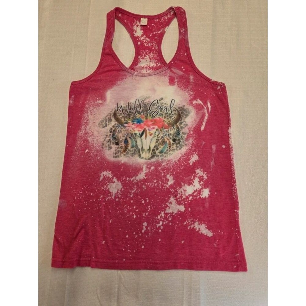 "Wild Soul" Cow Skull Graphic Tank (Women's XL)